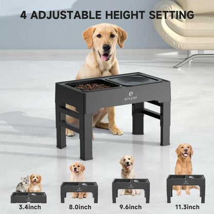 ELS PET Elevated Dog Bowls, Adjustable Raised Dog Bowls
