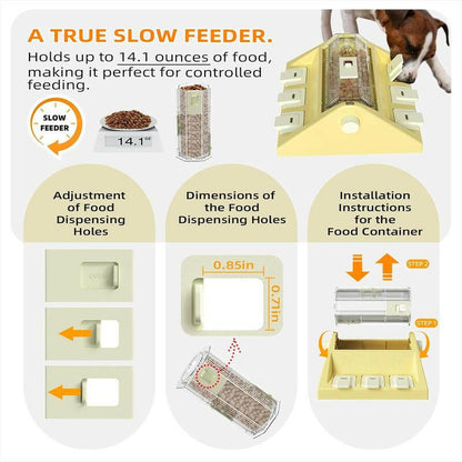 KADTC Paw-Activated Rolling Puzzle Game Toy Level 2 in 1 Treat Toys Capacity 16.4-14Oz Slow Feeder Adjustable Interactive Food Dispenser for Medium/Large Dogs Brain Mental Stimulation and Healthy Eating