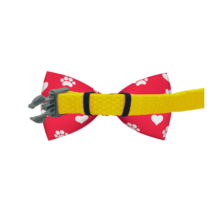 Valentines Day Paw Prints & Hearts Red Dog Bow Tie - Pets Best shop