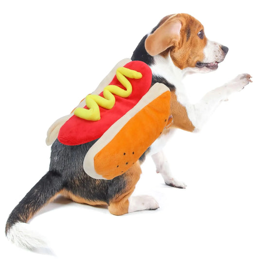 Dog Hot Dog Costume Halloween Pet Clothes Food Hot Dog Outfits Cosplay for Small Medium Dogs Cats Puppy Funny Dress Up (Large) - Pets Best shop