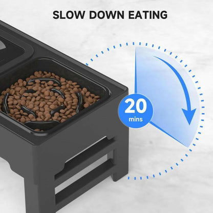 ELS PET Elevated Dog Bowls, Adjustable Raised Dog Bowls
