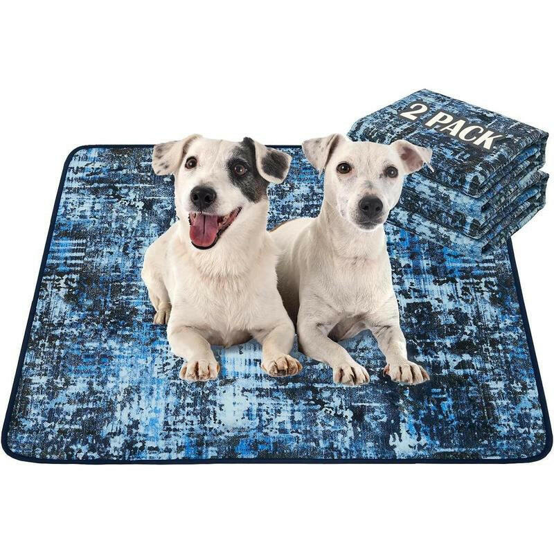 Qeils Super Absorbent Washable Pee Pads for Dogs 2 Pack Green Long Wool Mat Reusable Puppy Pads for Potty Training Outdoorfun Paws Unscented Eco-Friendly