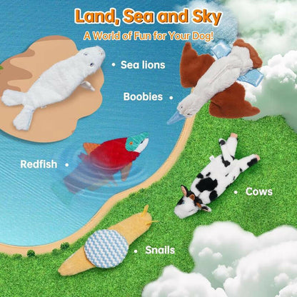 Nocciola 5 PCS Nature'S Call Crinkle Dog Toys, No Stuffing Plush Baby Animals with Squeaker, Tug & Chew Toy for All Breeds, Boredom Relief Puppy Toys