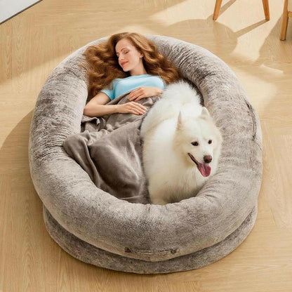 Extra Large Human Dog Bed for Adults & Pets – Cozy Faux Fur Lounger with Pillow & Blanket, Washable Orthopedic Sofa for Deep Sleep & Relaxation – Perfect Gift for Pet Lovers Tictok Shop Contemporary Easy Care Greensboro Furniture