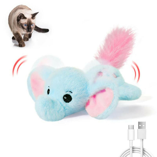 Potaroma Cat Toys Flapping Elephant, Interactive Realistic Kitten Toy Stuffed with Crinkle Paper Hangable Design for Bored Indoor Cats 6.3 Inches