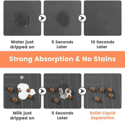 Pet Feeding Mat-Absorbent Pet Placemat for Food and Water Bowl, with Waterproof Rubber Backing, Quick Dry Water Dispenser Mat for Dog and Cat (12"X20", Striped Dark Gray)