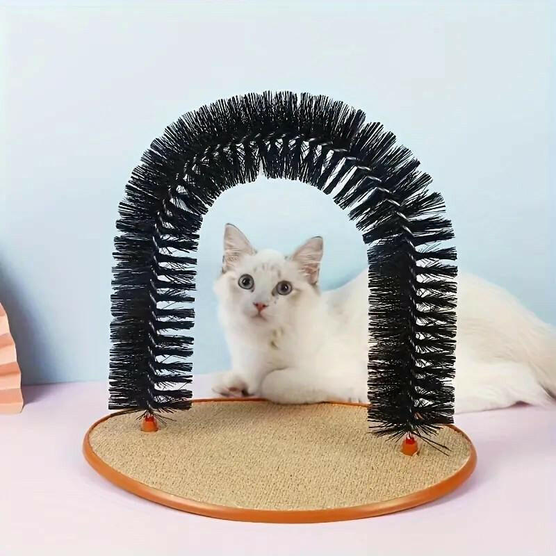 Cat Arch Self Groomer Cat Massage Toy, Interactive Cat Shedding Brush with Scratching Pad Toy for Indoor Cats Fur Removal Tool Grooming Tools Grooming Supplies