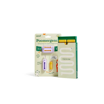 Poomergency Starter Pack - Dog Poop Bag Holder for Collars + 23 Emergency Refills - Never Bagless!