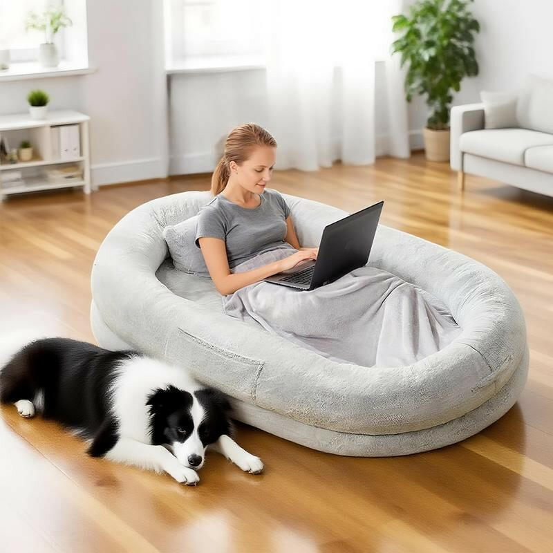 Extra Large Human Dog Bed for Adults & Pets – Cozy Faux Fur Lounger with Pillow & Blanket, Washable Orthopedic Sofa for Deep Sleep & Relaxation – Perfect Gift for Pet Lovers Tictok Shop Contemporary Easy Care Greensboro Furniture