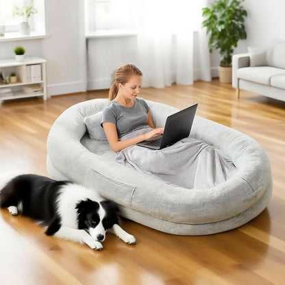 Extra Large Human Dog Bed for Adults & Pets – Cozy Faux Fur Lounger with Pillow & Blanket, Washable Orthopedic Sofa for Deep Sleep & Relaxation – Perfect Gift for Pet Lovers Tictok Shop Contemporary Easy Care Greensboro Furniture