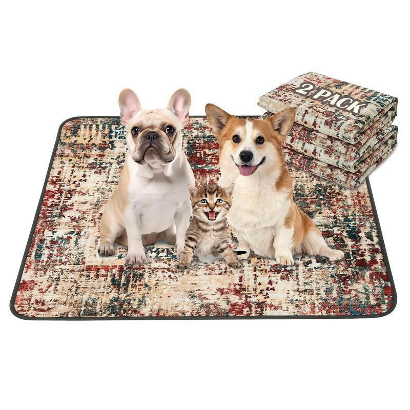 Qeils Super Absorbent Washable Pee Pads for Dogs 2 Pack Green Long Wool Mat Reusable Puppy Pads for Potty Training Outdoorfun Paws Unscented Eco-Friendly
