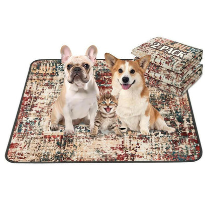Qeils Super Absorbent Washable Pee Pads for Dogs 2 Pack Green Long Wool Mat Reusable Puppy Pads for Potty Training Outdoorfun Paws Unscented Eco-Friendly