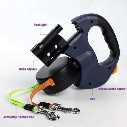 Tangle-Free Dual Dog Leash with 360° Swivel Head – for 2 Small to Medium Dogs (30 Lbs), 10Ft Retractable Leash, Lightweight Anti-Wear Handle, Dogaccessories,Puppy Essentials