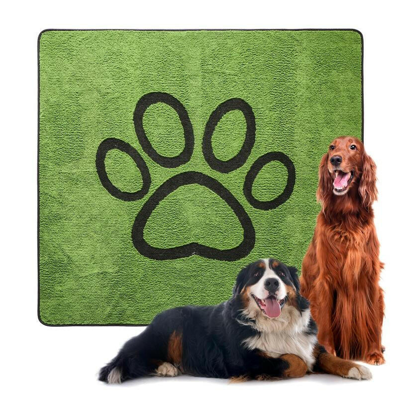 Qeils Super Absorbent Washable Pee Pads for Dogs 2 Pack Green Long Wool Mat Reusable Puppy Pads for Potty Training Outdoorfun Paws Unscented Eco-Friendly