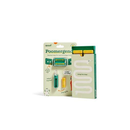 Poomergency Starter Pack - Dog Poop Bag Holder for Collars + 23 Emergency Refills - Never Bagless!