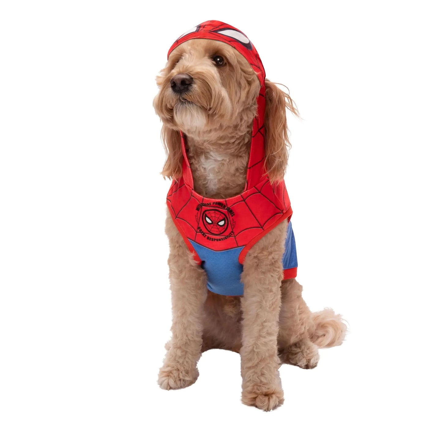 MARVEL Spider-Man Pet Hoodie Halloween Costume - Sleeveless Hooded Pet Shirt with Costume Design (Large) - Pets Best shop