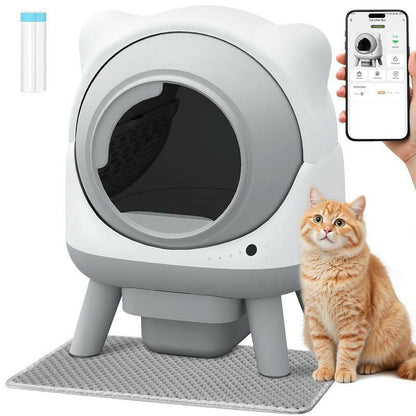 Warcat Self Cleaning Litter Box Large Capacity Automatic Litter Box with App Control, Odor Control, Auto Safety Sensors for Multiple Cats Low Noise Electric Litter Robot