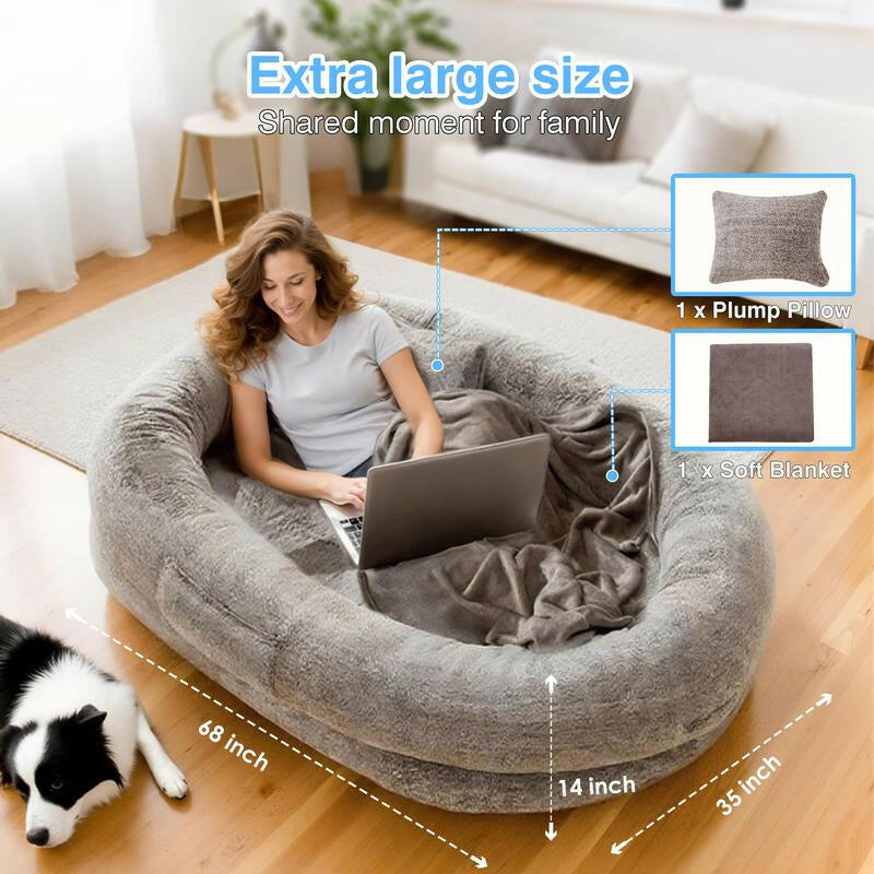 Extra Large Human Dog Bed for Adults & Pets – Cozy Faux Fur Lounger with Pillow & Blanket, Washable Orthopedic Sofa for Deep Sleep & Relaxation – Perfect Gift for Pet Lovers Tictok Shop Contemporary Easy Care Greensboro Furniture