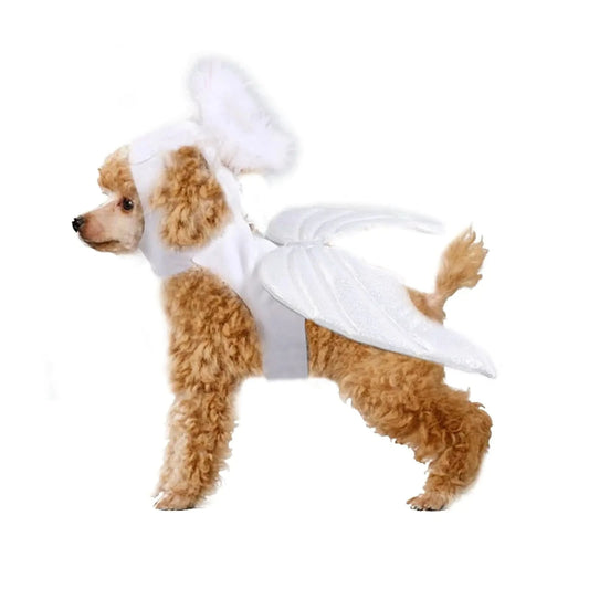 HDKUW Halloween Pet Costume Angel Halo Wings Heavenly Clothes Set for Small Dogs Creative Cat Makeover Clothes for Halloween Festival Party Special Events S - Pets Best shop