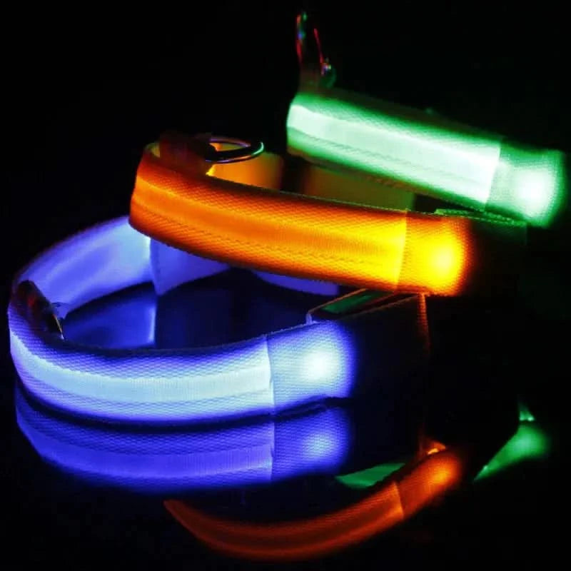 LED Adjustable Dog Collar Blinking Flashing Light Up Glow Pets Safety Waterproof - Pets Best shop