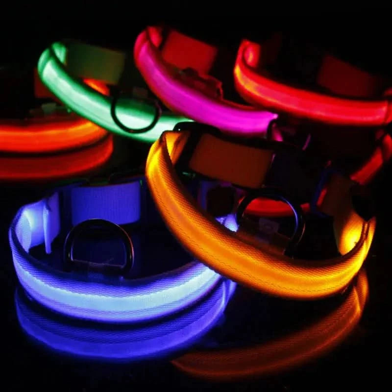 LED Adjustable Dog Collar Blinking Flashing Light Up Glow Pets Safety Waterproof - Pets Best shop