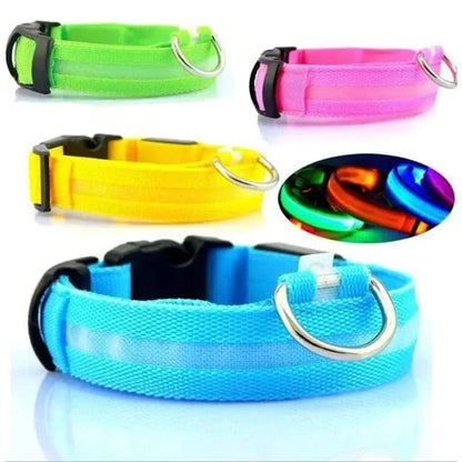 LED Adjustable Dog Collar Blinking Flashing Light Up Glow Pets Safety Waterproof - Pets Best shop
