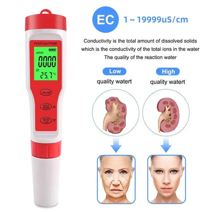 4 in 1 Digital PH EC Meter LCD Tester Pocket Hydroponics Aquarium Water Test Pen My Store