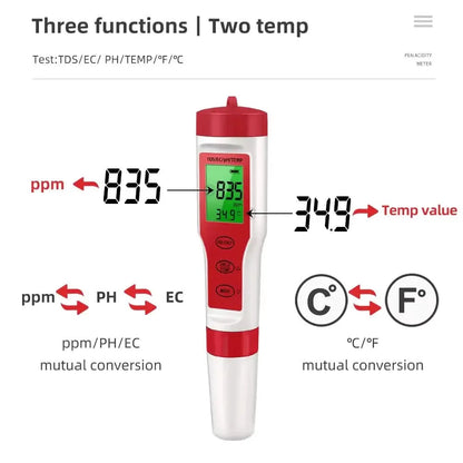 4 in 1 Digital PH EC Meter LCD Tester Pocket Hydroponics Aquarium Water Test Pen My Store