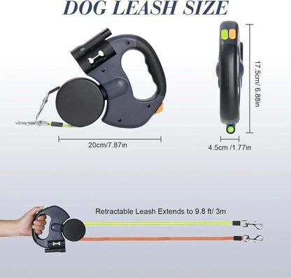 Dual Pet Leash Retractable Reflective Lead 360 Swivel Double Dog Walking Leash My Store