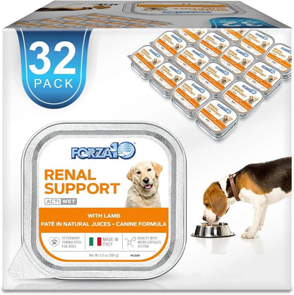 Kidney Care Wet Dog Food - Renal Support Formula with Lamb, Low Protein & Phosphorus, Sensitive Stomach, 3.5 Oz Cans, 32 Pack - Veterinarian Formulated, Made in Italy