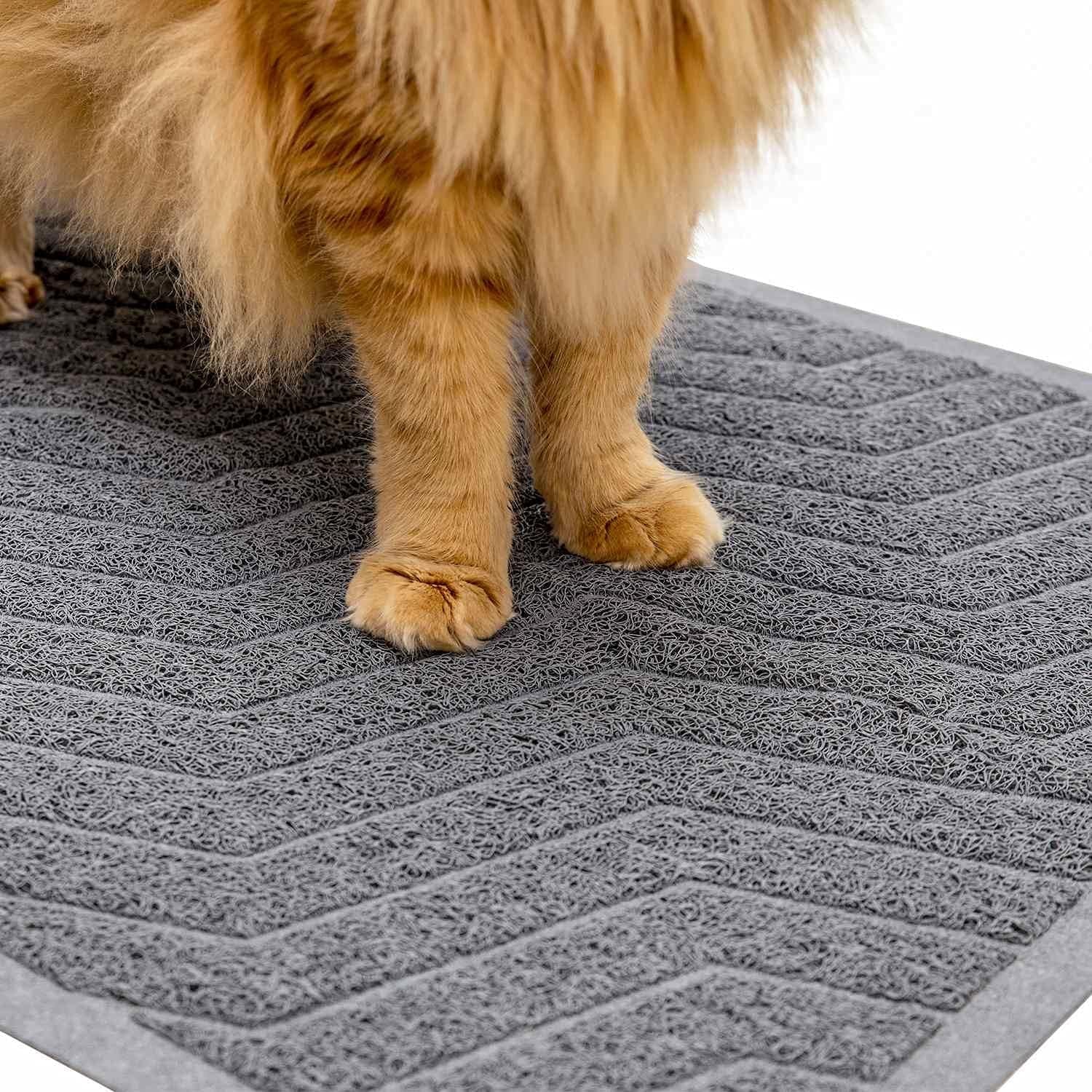 Premium Cat Litter Box Mat No. 02-2, Durable PVC Trapping Rug, Phthalate-Free, Urine-Resistant, Scatter Control, 35 x 23 inches, Grey