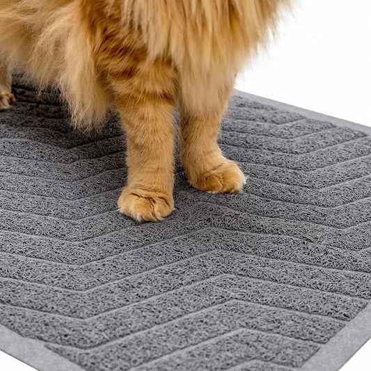 Premium Cat Litter Box Mat No. 02-2, Durable PVC Trapping Rug, Phthalate-Free, Urine-Resistant, Scatter Control, 35 x 23 inches, Grey