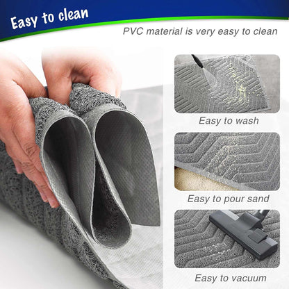Premium Cat Litter Box Mat No. 02-2, Durable PVC Trapping Rug, Phthalate-Free, Urine-Resistant, Scatter Control, 35 x 23 inches, Grey