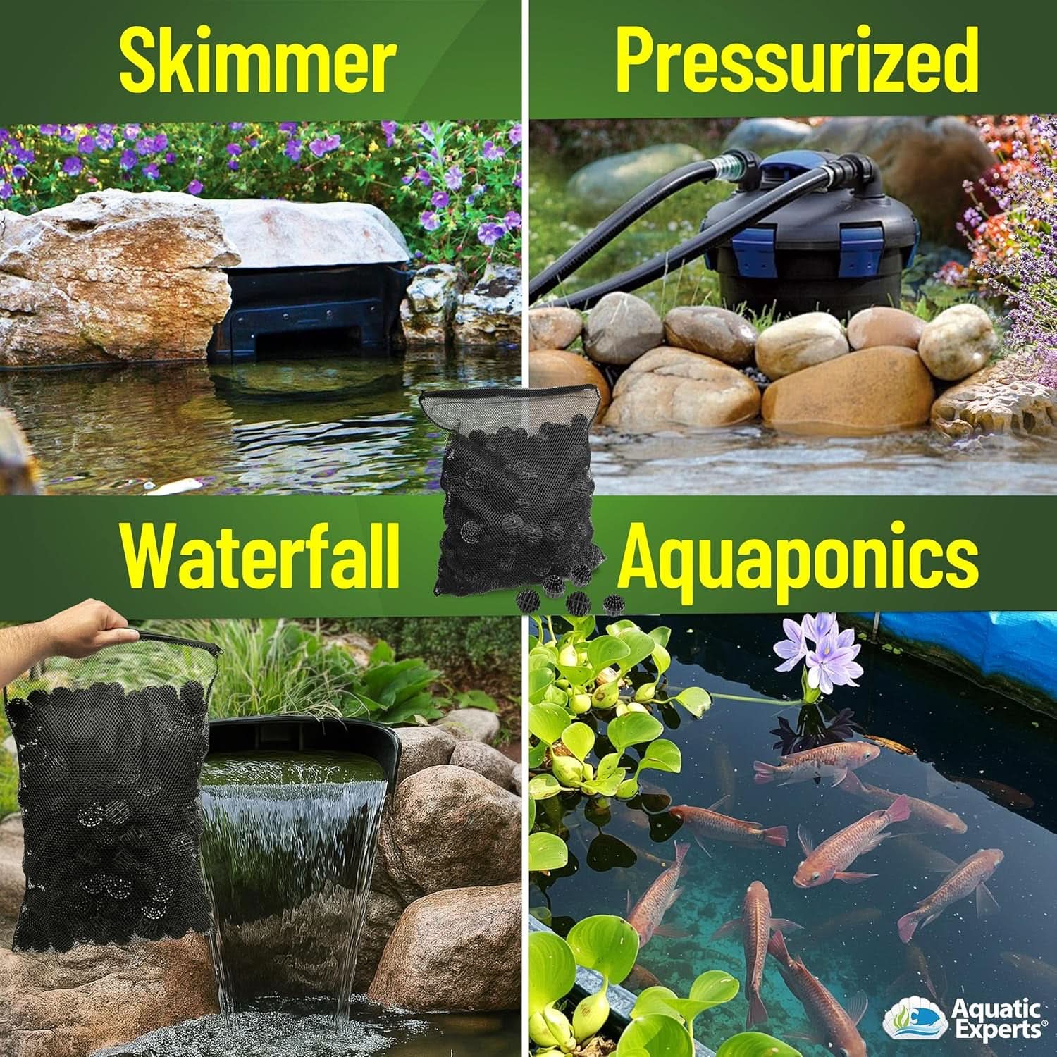 Bio Balls Filter Media - 1.5 Inch Large Bio Balls for Pond and Aquarium Filters, 100 Count with 10" X 12" Mesh Bag