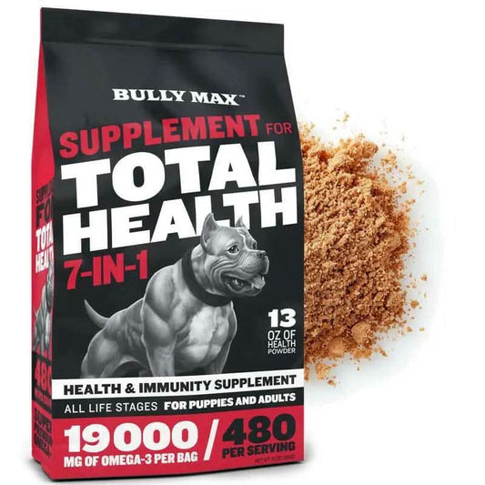 Bully Max Total Health Dog Supplement – Omega-3, Joint Support, Immune Boost & Digestive Aid for All Dogs, Puppies, Seniors & Breeds
