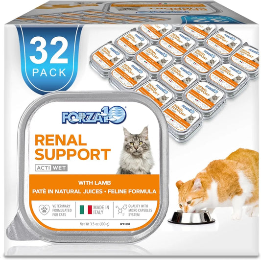 Kidney Care Wet Cat Food - Renal Support Formula with Lamb, 3.5 Oz Cans, 32 Pack - Veterinarian Formulated, Made in Italy