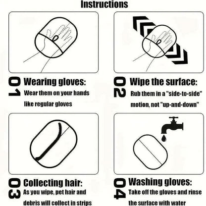 Gloves for Removing Pet Hair and Fluff - Featuring a Dual Brush Design, Specifically Designed for Cleaning Cat Hair, Reusable, Enhancing Comfort and Cleanliness in Your Home