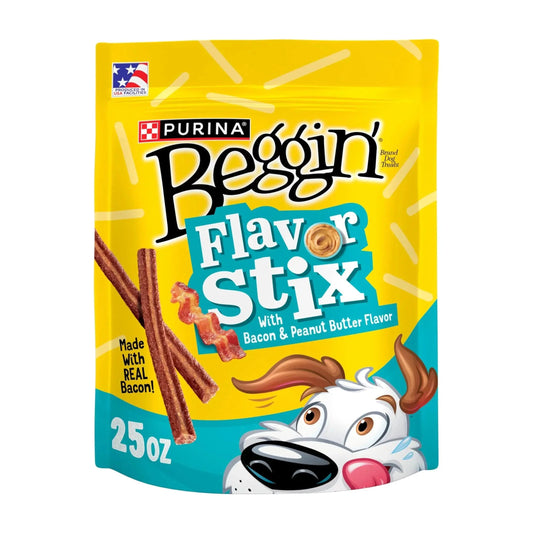 Purina  Flavor Stix Dog Treats with Real Bacon & Peanut Butter Tender Chews, 25 Oz Pouch