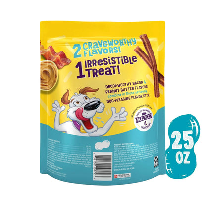 Purina  Flavor Stix Dog Treats with Real Bacon & Peanut Butter Tender Chews, 25 Oz Pouch