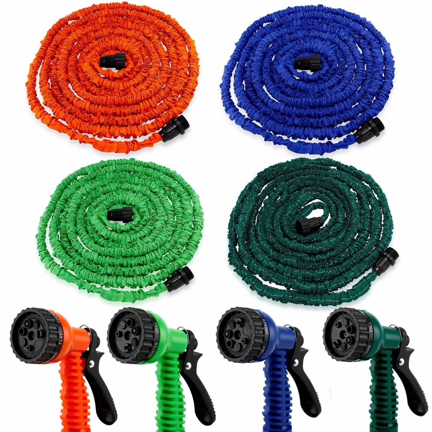 Expandable Flexible Deluxe Garden Water Hose W/ Spray Nozzle in Blue (100Ft) -
