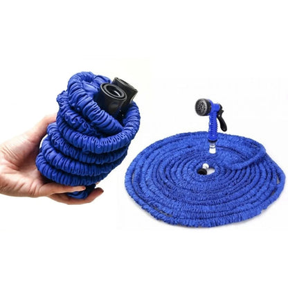 Expandable Flexible Deluxe Garden Water Hose W/ Spray Nozzle in Blue (100Ft) -