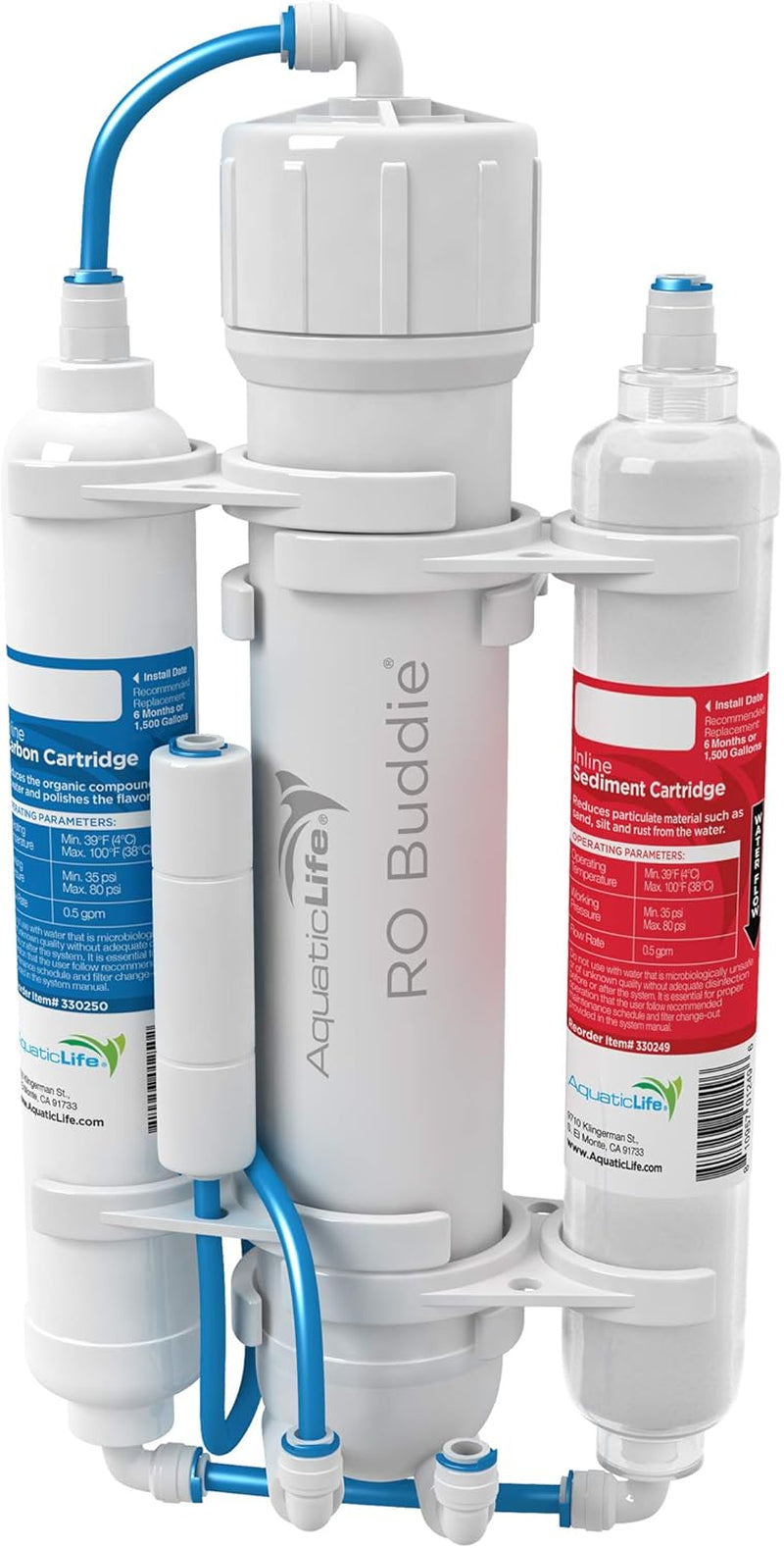 RO Buddie 3-Stage Reverse Osmosis Water Filtration System for Aquariums and Fountains, 100 GPD