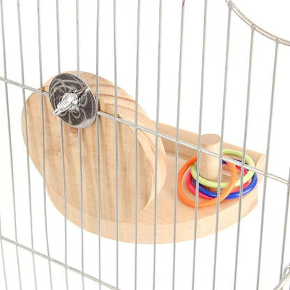 Parrot Mirror Toy Set with Wooden Platform Stand and Colorful Stacking Rings - Ideal Intelligence Toys for Cockatiels and Parrots