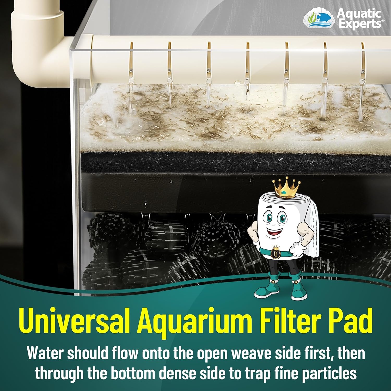 Premium Aquarium Filter Floss - Filterfirst Media Roll for Crystal Clear Water, 3/4" - 1" Thickness (12" Wide, 24' Long)