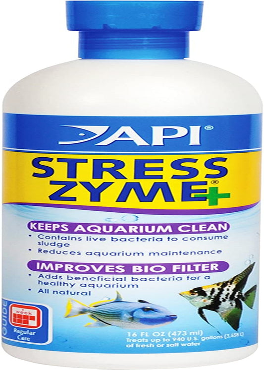Stress Zyme Aquarium Cleaning Solution for Freshwater and Saltwater, 16 oz
