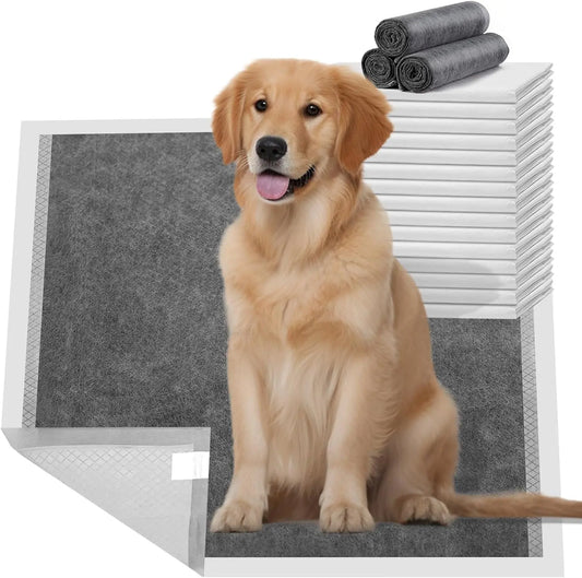 Extra Large Dog Pee Pads 28" x 34", 18 Count, Activated Carbon Charcoal Training Pads with Adhesive Tape, Disposable Potty Pads for Dogs and Cats