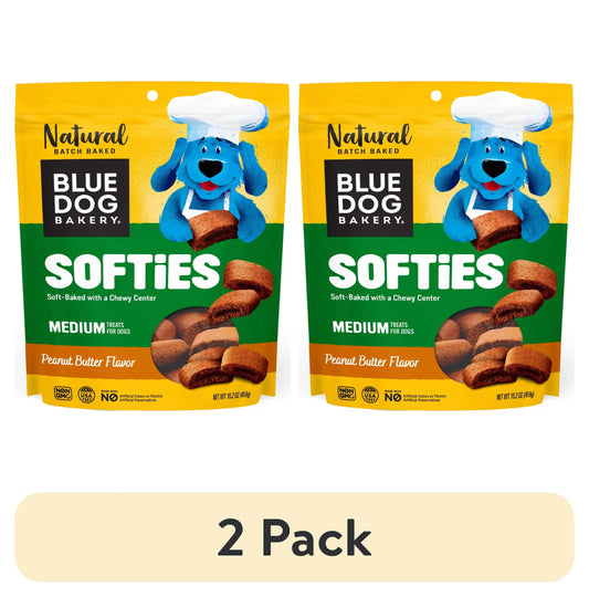 (2 Pack)  Softies Peanut Butter Flavor Medium Biscuit Treats for Dogs, 16.2 Oz. Bag