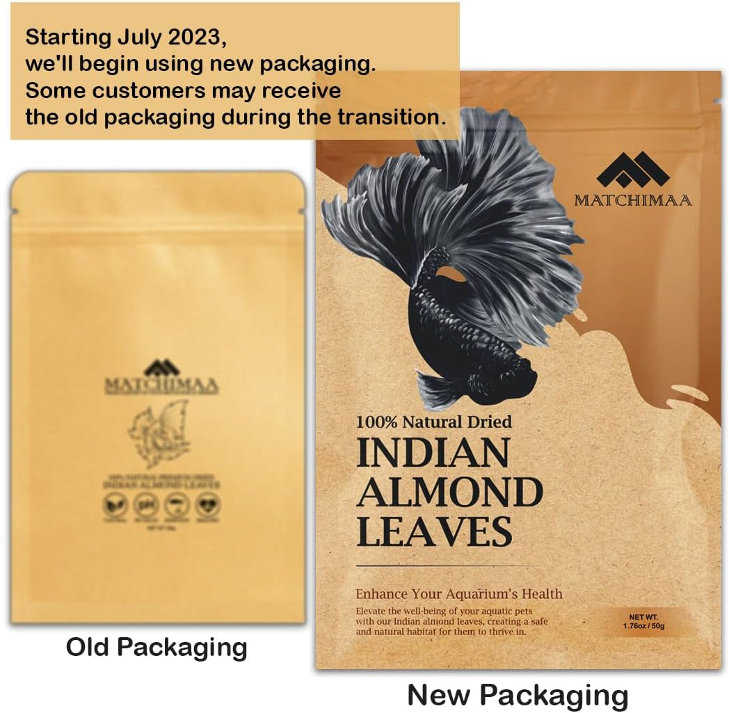Premium Indian Almond Leaves for Aquatic Environments - pH Balance and Health Enhancement for Turtles, Frogs, Shrimp, Hermit Crabs, and Betta Fish. 50g Pack (6-9 inches, 20-25 Leaves)