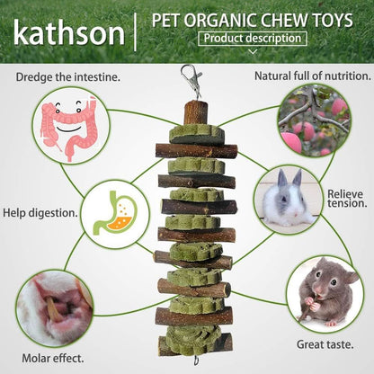 2-Pack Organic Bunny Chew Toys for Dental Health - Bamboo Sticks and Natural Fruitwood Branches for Rabbits, Guinea Pigs, and Hamsters (Includes Fruitwood Sticks and Alfalfa Cakes)