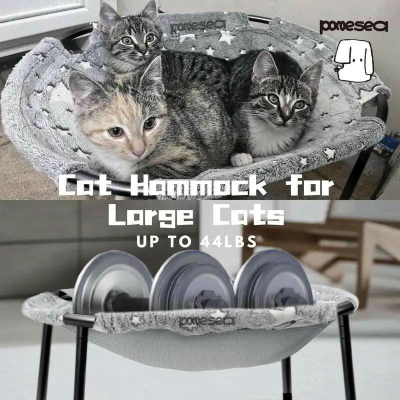 POMESEA Napping Spot,Desk & Floor Cat Hammock,Soft Elevated Pet Bed for Dogs & Cats, Glow in the Dark,Raised Cozy Hammock,Cat Lounge Furniture